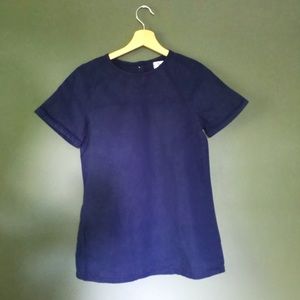 Madewell navy shirt with buttons at back of neck
